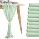 10 Pack 10ft Sage Green Chiffon Table Runners Wedding Table Runner Sheer Romantic Tulle Table Runner for Christmas Wedding Bridal Tea Party Baby Shower Birthday Party Table Decorations(120 x 12 in)