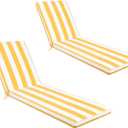Only choice 2 Pcs Set Outdoor Lounge Chair Cushions Patio Chaise Lounge Chair Cushion Replacement Cushions Furniture Seat Cushions (Yellow White Striped) (74.4"x 22.05"x 2.76")