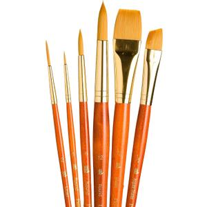 Princeton Art & Brush Synthetic Gold Taklon Real Value Brush Set, 6/Pkg