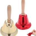 2 Pack Hand Bells with Handle Metal Rattle Bell for Camping Hiking Outdoor Safety Alert Holiday Decoration Classroom Use 4.72 X 2.48 X 2.48 in