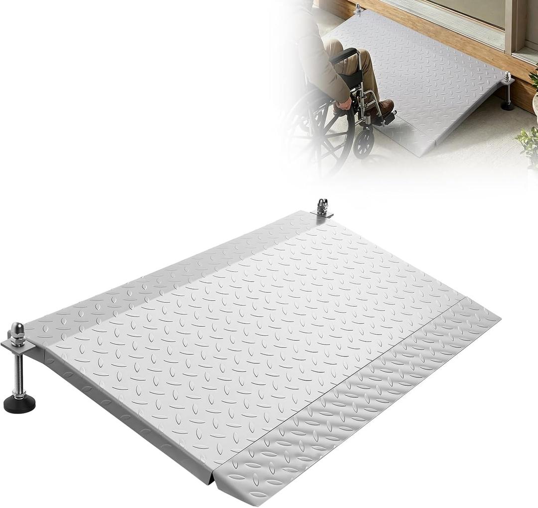 VEVOR Threshold Ramp for Wheelchairs, 42.5 x 23.2 in, Platform Wheelchair Ramp with Adjustable Height 3-6, Non-Slip Door Threshold Ramps, 1000 lbs Capacity, for Home Steps, Walkers