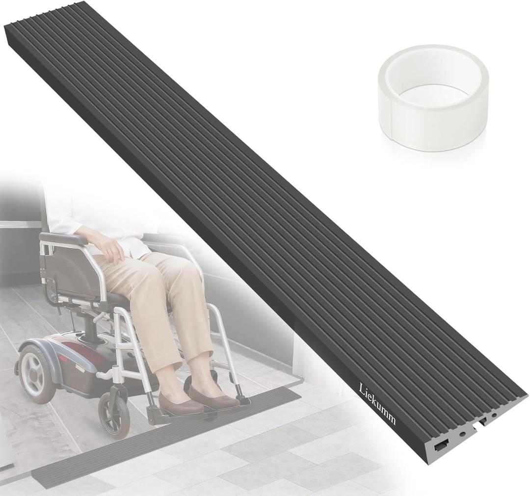 LIEKUMM 1" Rise Odorless Threshold Ramp for Doorways, Wheelchair Ramp with 3500 lbs Capacity, Portable Door Ramp for Electric Wheelchairs, Strollers, Garage, Robot Vacuums, Black