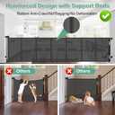 Reinforced 195 Inch Retractable Baby Gates Extra Wide Dog Gate with Support Rods Prevent Crawling Under, 16ft Wide Retractable Fence Outdoor Retractable Gate Indoor Long Gates for Kids or Pets/Black