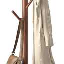 Coat Rack Freestanding, Coat Stands Entryway, Bamboo Coat Rack Hat Hanger 8 Hook for Jacket, Purse, Scarf Rack, Umbrella Tree Stand (Brown)