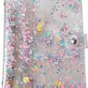 SICCOMA A5 6-Ring Loose Leaf Binder Cover PVC Glitter A5 Planner Cover Notebook Binder Refillable Notebook Shell (6.7x9.2) for Round-Ring Planner Pages (Inner Paper Not Included)