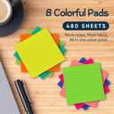 2 x Lined Sticky Notes 3x3 Pack of 8, Bright Colored Super Self Sticky Pads - 60 Sheets/Pad - Easy to Post for School, Office Supplies, Desk Accessories
