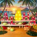 Honoson 5 Pcs Hawaiian Luau Aloha Party Decoration Aloha Letter LED Pineapple Lights Sign Summer Tropical Table Decorations Tropical Hawaiian Summer Beach Pool Party Supplies