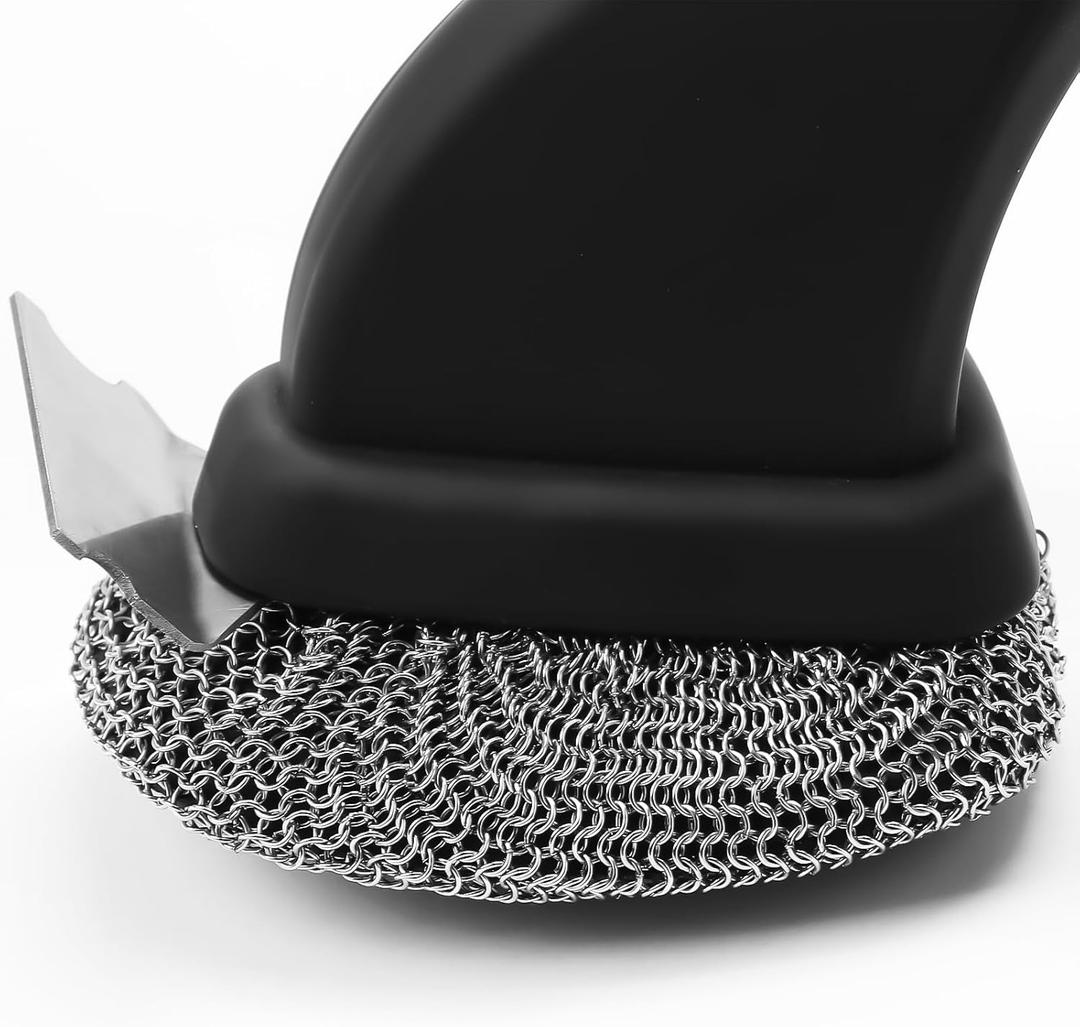 Bristle Free Grill Brush, Safe BBQ Cleaning Brush, Good Grip Chain Mail Grill Scrubber Brush,Barbeque BBQ Grill Brush,Outdoor Grill Cleaner, Chainmail Grill Scrubber Scraper
