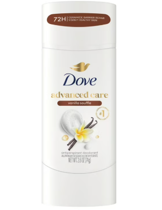 Dove Advanced Care Antiperspirant Deodorant Stick Vanilla & Cocoa Butter 2 Count Antiperspirant deodorant with Pro-Ceramide Technology 72-hour odor control and all-day sweat protection 2.6 oz
