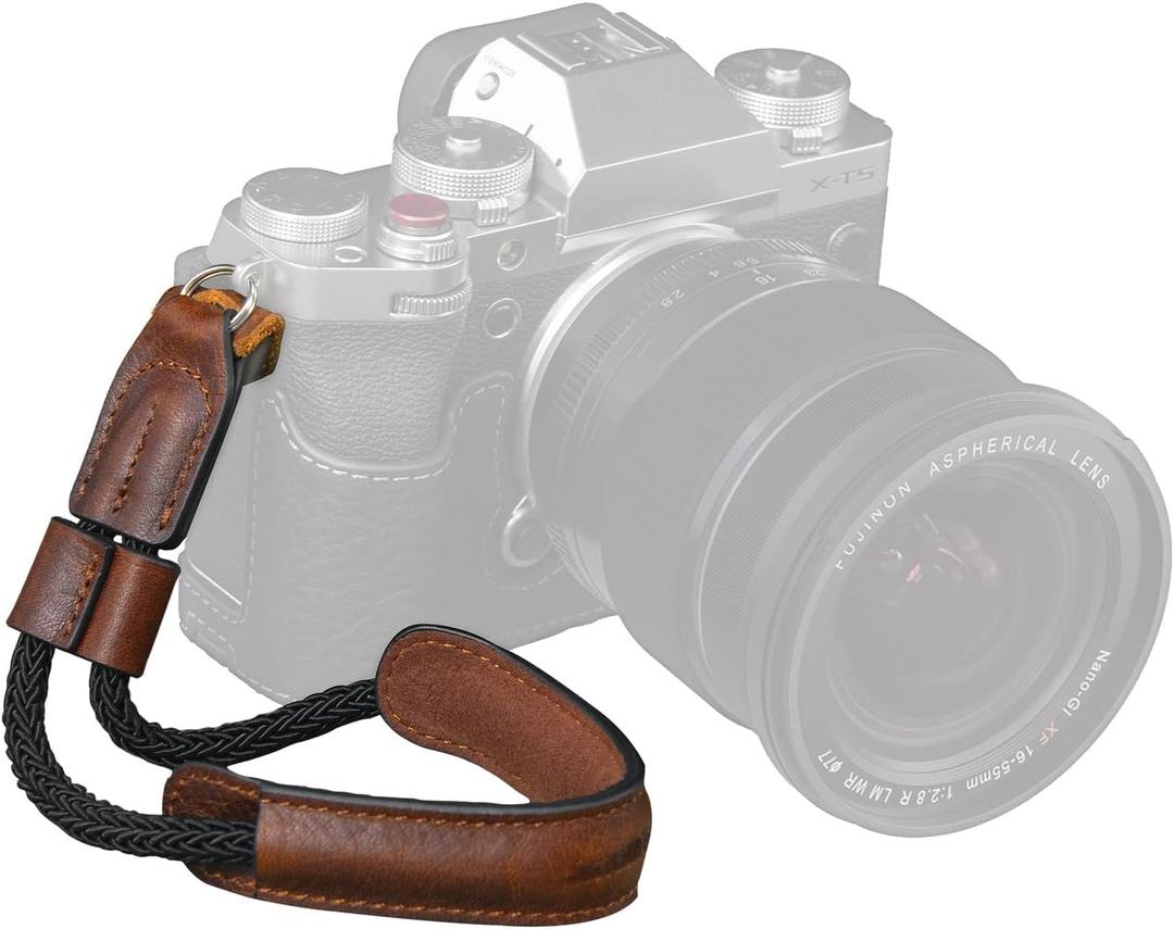 SMALLRIG Camera Wrist Strap, Vintage Leather Camera Hand Strap for DSLR SLR Mirrorless, Adjustable Safety for Fujifilm X-T5 X-T4 X-T3 X-T30 X-E4 X100V and Other Compact Cameras, Brown - 3926