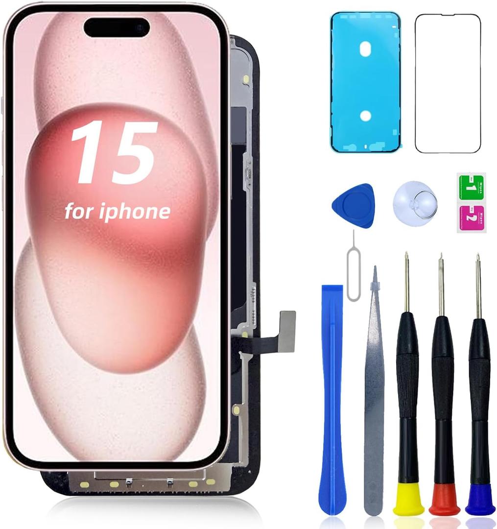 INCELL LCD for iPhone 15 Screen Replacement 6.1 Inch for iPhone 15 LCD A3090 A2846 A3089 A3092 Display and Touch Digitizer Full Assembly with Repair Tool kit
