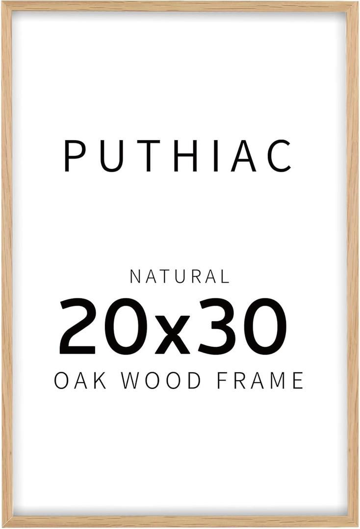 puthiac 20x30 Oak Wood Picture Frames -20"x30" Poster Frames for Wall, 20x30 Picture Frames for Wall, 20 x 30 Picture Frame, 20 x 30 Frame(1 Pack, Beige)