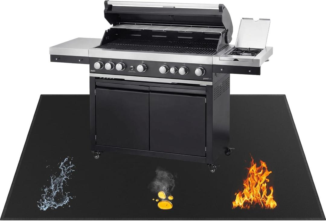 SecuCaptain Under Grill Mat for Outdoor Grill - X-Large 70x48 Thicken Double-Sided Fireproof Pad for Indoor Fireplace Fire Pit Heat Resistant Waterproof BBQ Floor Protector for Patio and Deck