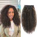 Curly Clip in Hair Extensions for Black Women 6PCS Protein Silk Kinky Curl Hair Extensions, Soft Natural Look, Lightweight, Tangle-Free, Long-Lasting, Easy to Install, Budget-Friendly