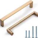 6 Pack 5 Inch(128mm) Cabinet Pulls Square Champagne Bronze Kitchen Cabinet Handles Kitchen Cabinet Hardware Gold Drawer Pulls for Dresser Cupboard Wardrobe