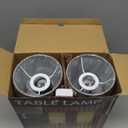 ZJOJO Table Lamp for Bedroom Set of 2, Bedside Small Lamps with 3 Way Dimmable Rocker Switch and AC Outlet, Nightstand Desk Lamp with Flaxen Fabric Shade Black Base for Living Room Home Decor Lights