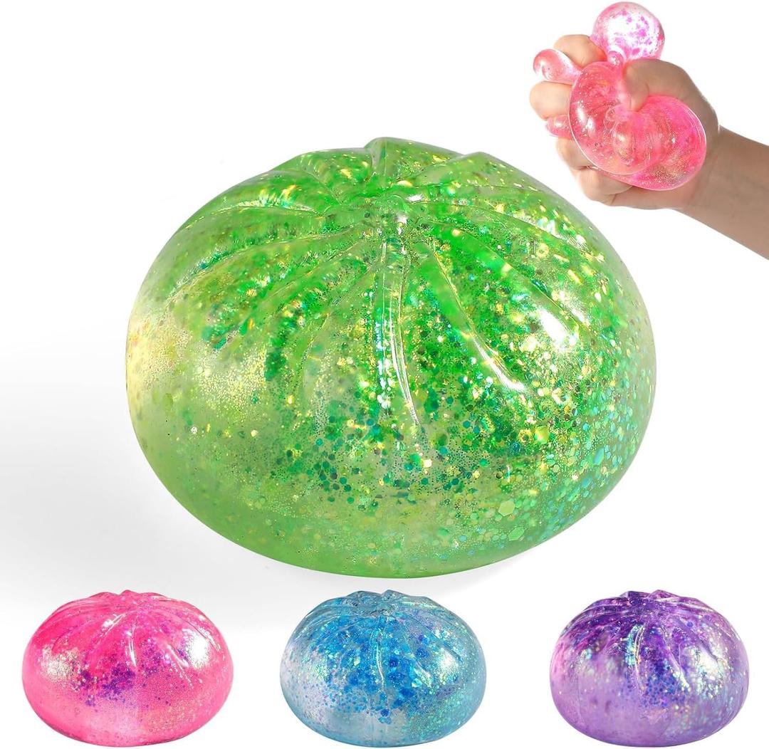 Glitter Dumpling Squishy,Rare Style Sugar Squishies Dumpling Mystery Box, Viral Bao Bun Food Squeeze Toy,Stress Relief Fidget Toys (Green)