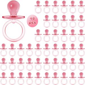 Jetec 48 Pieces 2.5 Inch Acrylic Baby Pacifiers Gender Reveal Party Decorations for DIY Baby Shower Birthday Party Favors(Pink)