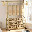 Heavy Duty Clothing Rack, Rolling Clothes Rack with 3 Shelves, Gold 686 LBS Load, Height Adjustable, Gold, 63"D x 19.7"W x 70.8"H