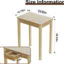 Solid Wooden Desk with Drawers - 24 x 16 Inch Narrow Desks for Small Spaces, Rubberwood Simple Study Table, Small Writing Desk for Bedroom - Natural Boho Desks, 23.6 in W x 15.7 in D