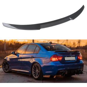Rear Spoiler Compatible with 2006-2011 BMW E90 3 Series & 2008-2012 E90 M3 Sedan, High Kick MV Style, Exterior Duckbill Spoiler Trunk Tail Deck Lid Wing Lip (Carbon Fiber Pattern)