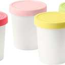 Tovolo Mini Ice Cream Containers 6oz for Homemade Ice Cream Set of 4, Reusable Ice Cream Storage Containers for Freezer with Silicone Lids, Small Ice Cream Tubs Stackable BPA Free, Assorted Colors