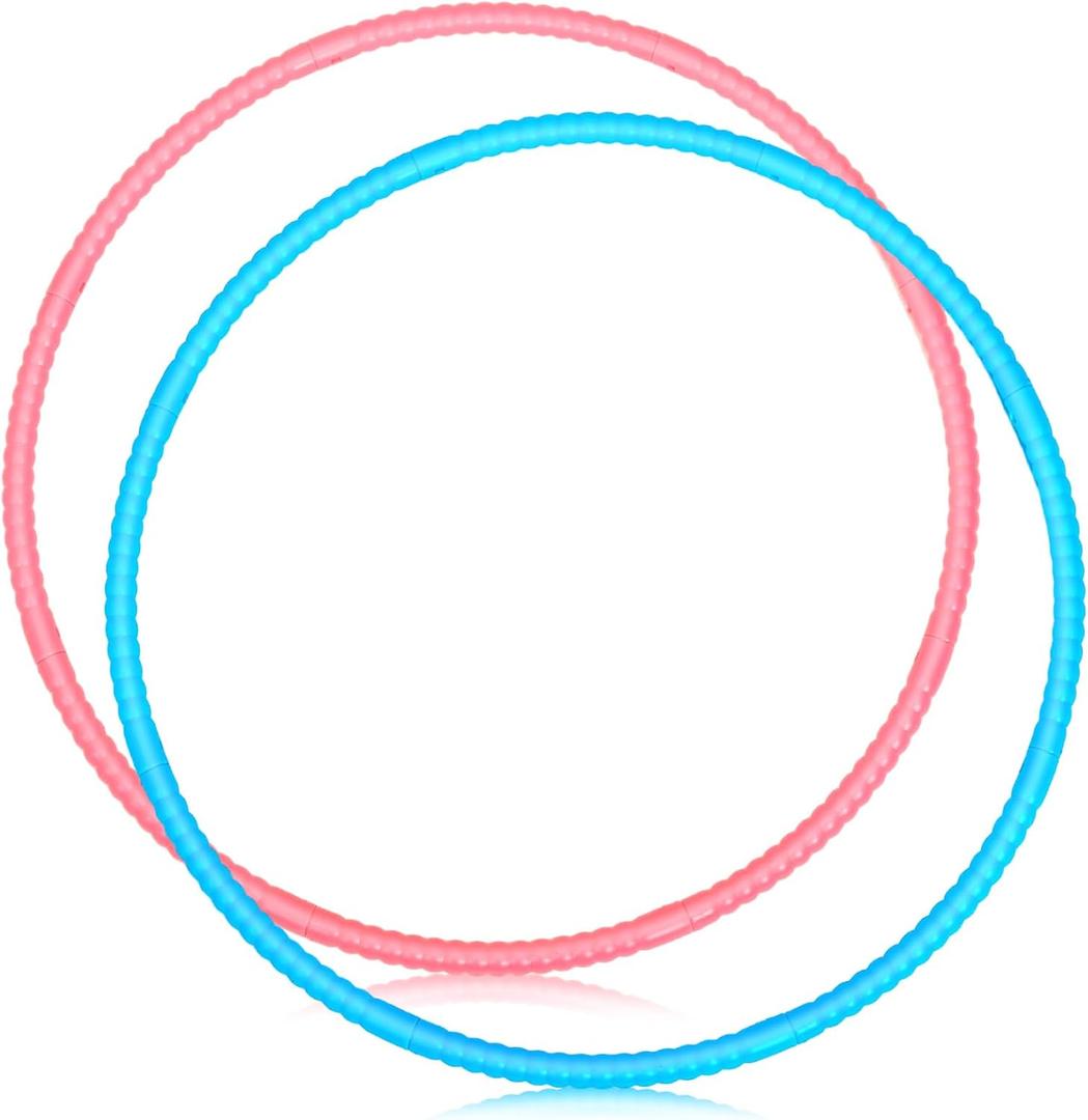 Soulchen 2 Pcs Toy Hoop Exercise Hoop Detachable Adjustable Plastic Hoops Playground Equipment for School Colored Hoops Circles Exercise Ring for Teens Dog Agility Equipment (Pink and Blue)