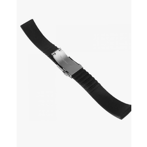 SOIMISS Silicone Watch Band Strap Stainless Steel Clasp Soft Replacement Strap for Sports and Diver Watches Black