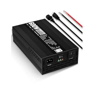 ECO-WORTHY 600W Inverter Charger, 600W Pure Sine Wave Inverter & 30A LiFePO4 Battery Charger with 20ms UPS, DC 12V to AC 110V, Output Surge 1200W, for RV Lithium Batteries Roadtrip Essentials