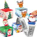 JOYIN 4PCS Christmas Money Box for Cash Gift Pull, Surprise Box Gift Boxes for Money, Xmas Holiday Birthday Cash Boxes with 200PCS Transparent Bags for Kids Adults Gifts Giving, Family Party Favors