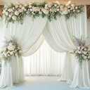 6 Panels 5x12ft Ivory Backdrop Curtains for Parties, Wrinkle Free Polyester Ivory Photo Backdrop Drapes 12 ft Long Back Drop Cloth for Wedding Birthday Photography Background Party