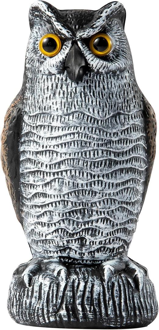 OFFO Bird Scare Devices Plastic Owl Scarecrow for Outdoor Garden, Yard, Pool Decoration, 8.3 in Height, Brown and White