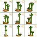 2026 New DIY 9+ Installation Styles 42" Cactus Cat Scratching Post with Self-Grooming Brush and Ball Toy | Modular Sisal Cat Scratching Post for Indoor Cats and Kittens, Customizable Cat Furniture