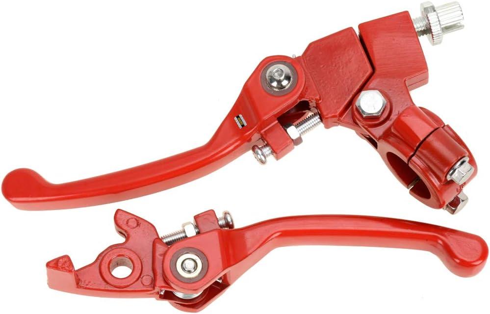 HIAORS Red Brake Folding Clutch Lever with Perch for 7/8" Handlebar 110cc 125cc SSR125 SSR70 TTR125 Xmotos Apollo Thumpstar 125 CRF50 XR klx 140 Chinese Pit Dirt Bike Motorcycle