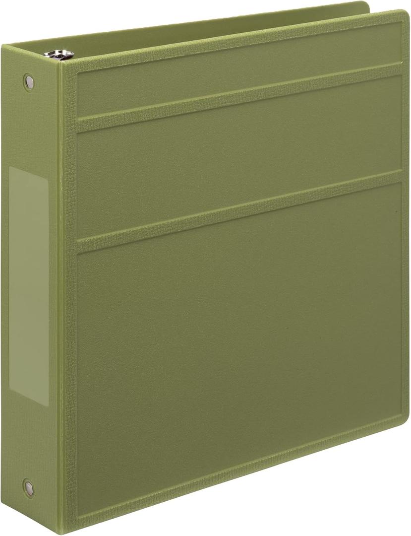 Carstens 2-Inch Heavy Duty 3-Ring Binder - Side Opening, Sage, Durable Plastic, Precision No-Gap Rings, Waterproof Covers, No Pockets, Holds 300 Letter-Sized Sheets, BPA-Free, Made in USA (5826-3R) (Individual, Olive)