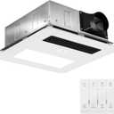 Bathroom Exhaust Fan (with Lighting and Heating) 4-in-1 Ventilation System | 1800W Heating, 190 CFM Airflow, Ultra-Quiet 30 dB | Easy Install, Cutout Size: 11.2 x 11.2 in, Large