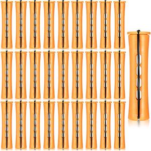 WILLBOND 60 Pcs Perm Rods for Long Hair Plastic Curl Rods Cold Wave Irons Curling Roller for Hair Styling Hairdressing Tools (0.87 Inch, Orange)