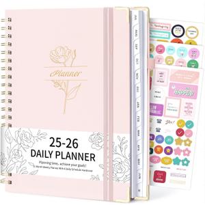 EYROZILL 2025-2026 Academic Planner Weekly and Monthly, Hardcover Planner with Notes Pages, Spiral Bound, Inner Pocket, 8.5"  11", From July 2025 to June 2026- Pink