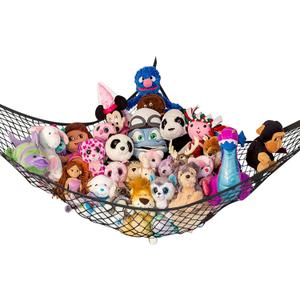 Lilly's Love Stuffed Animal Hammock | Corner Hanging Organizer, Toy Storage, Stuffed Animal Storage Net | Made From Quality Fishing Net, Holds 12lbs | 67"x47"x47" (Black)