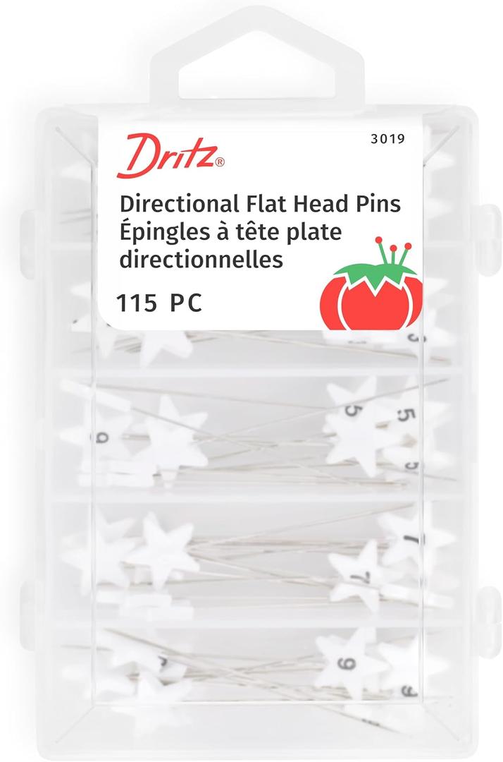 Dritz 3019 Flat Head Numbered and Directional Pins (115-Count) , White