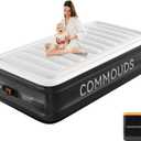 COMMOUDS Twin Air Mattress with Built-in Battery Powered Removable Pump, 18" High Inflatable Mattress, Portable Blow up Mattress, Air Bed for Camping, Home and Guest