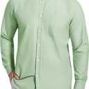 Mens Oxford Shirt Long Sleeve Button Down Shirt Regular Fit Casual Button Down Shirt with Pocket (Green, XXXL)