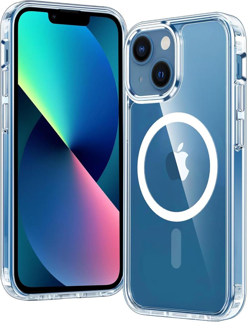 FNTCASE for iPhone 13 Mini Case: iPhone 12 Mini Magnetic Slim Clear Case | Military Grade Protective & Shockproof Drop Protection Anti-Yellowing Transparent Thin Cell Phone Cover (Clear)