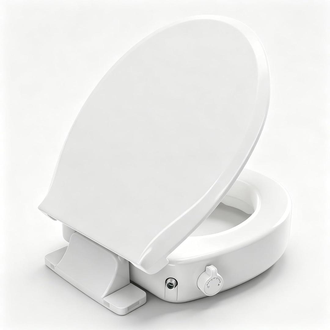 Huttdmel Round Raised Toilet Seat for Seniors, 2.8" Elevated Toilet Seat Riser, Soft Close, Quick Release, Non-Slip, Heavy Duty Bathroom Seat for Elderly, Disabled & Limited Mobility,White