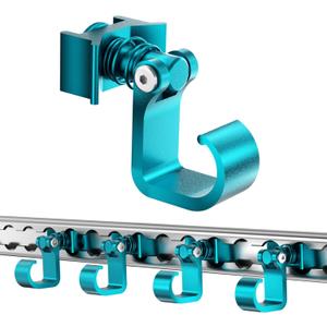 4 Pack L Track Hooks with Single Stud Fitting, Spring-Loaded Adjustable Gear Hook, Aluminum L Track Accessories for Trailer, Truck, Garage, Tie Down System, 100LBS Max Load Capacity  Blue