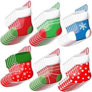 Seajan 200 Pcs Mini Colorful Christmas Stocking Cutouts Cardboard Assorted Xmas Stocking Cutouts with Glue Point Xmas Party Bulletin Board Decor DIY Craft Classroom for Winter Christmas Party Supplies