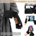 Gloves for Cold Weather Men,Thermal Winter Gloves with Touchscreen Fingers,Fleece Warm Gloves for Women (Black, L)