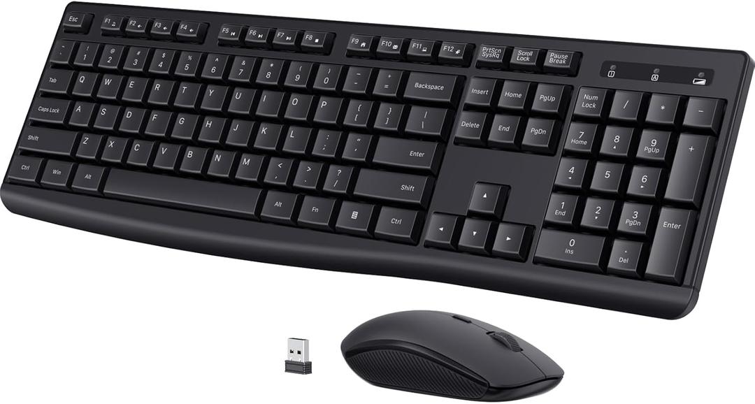 Wireless Keyboard and Mouse Combo, COLIKES 2.4G USB Cordless Mouse and Keyboard, 3 Level DPI Slim Ergonomic, Responsive Plug & Play for Computer Laptop PC - Full Size
