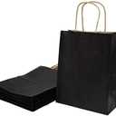 vanhel 50-Pack Medium Black Kraft Paper Bags: 8x4.25x10.5 Inches,Kraft Paper Bags, Gift Bags with Handles, suitable for Christmas, Halloween, Business, Retail and Wedding