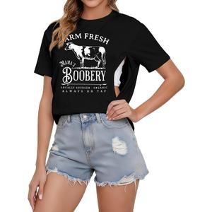 Breastfeeding Shirts for Women Zipper Nursing Tees Tops Letter Print Maternity Shirts Causal Nursing Graphic T-Shirt (Black, M)